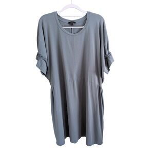COS Blue Gray Cotton Jersey Ruffle Sleeve Oversized T-Shirt Dress Small